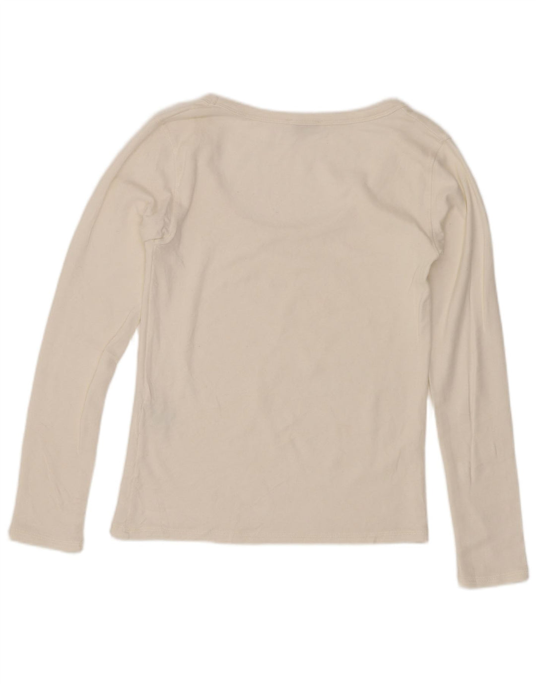Zara Womens Crop Top Manches Longues UK 12 Moyen Blanc Coton