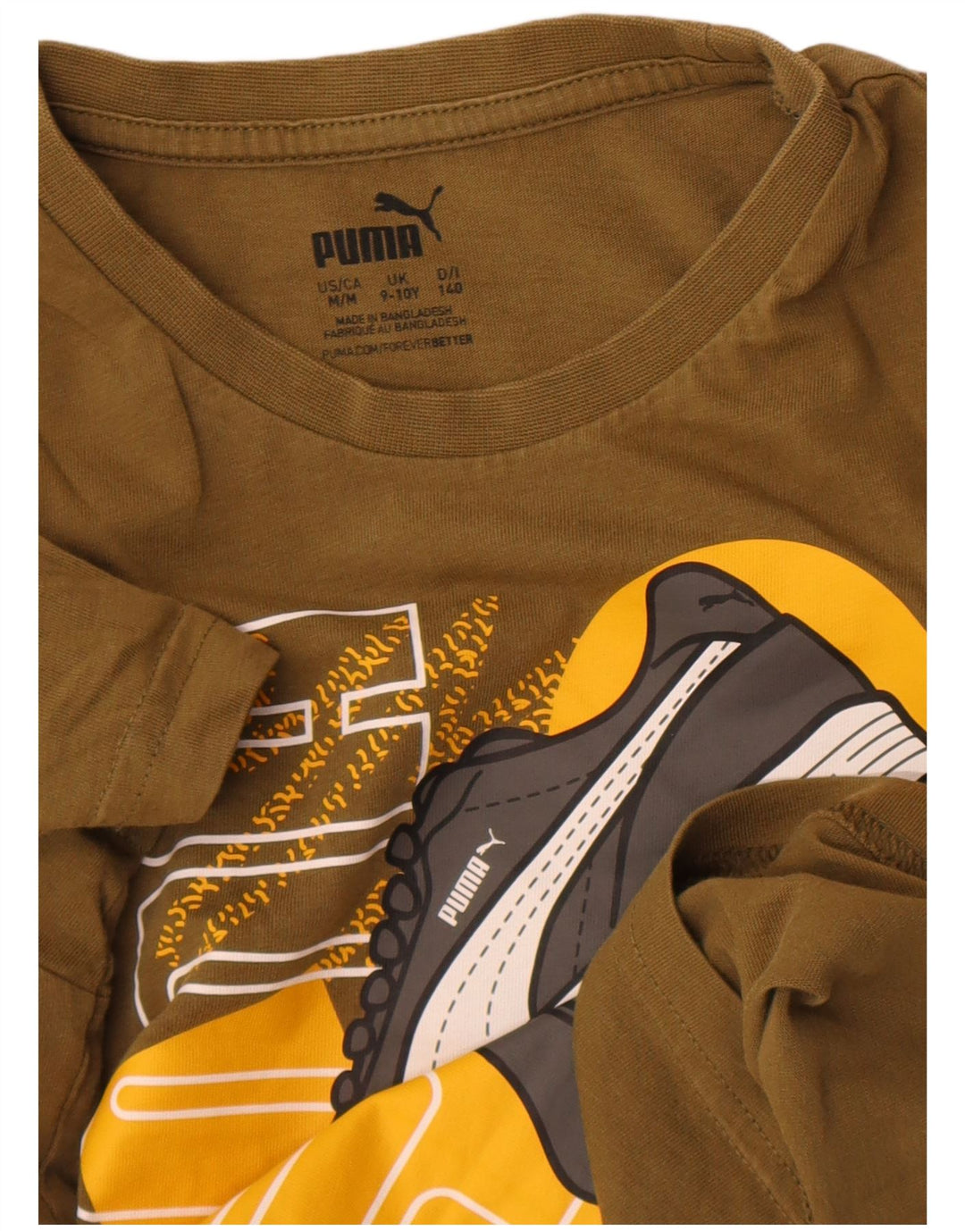 Puma T-Shirt Graphique Garçon 9-10 ans Kaki