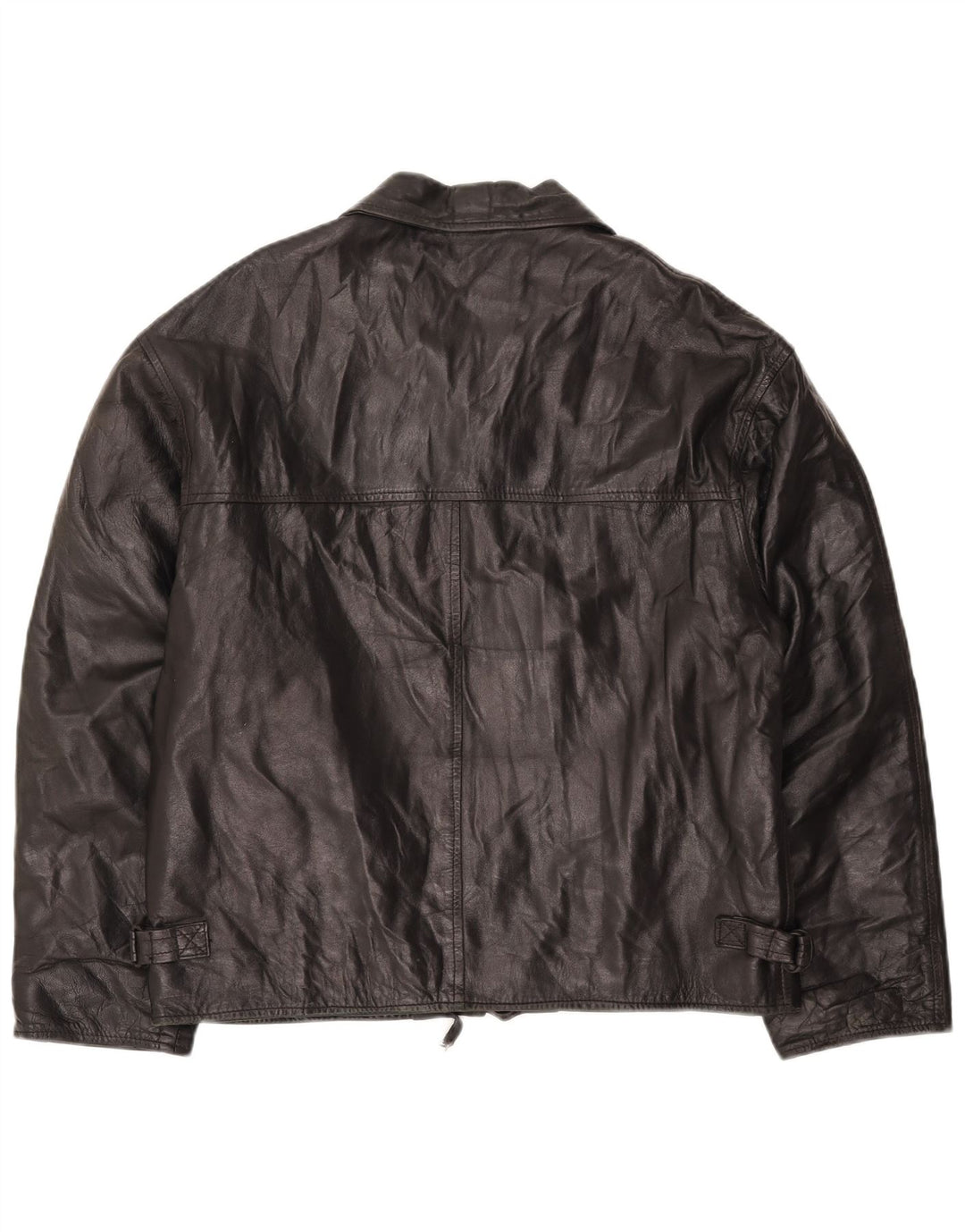 VINTAGE Veste en cuir femme IT 54 3XL Noir