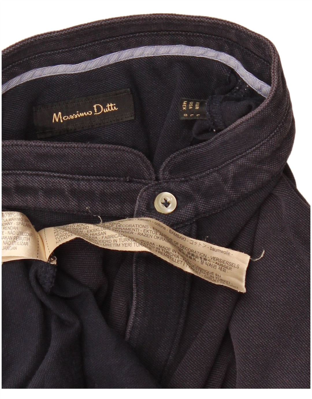 MASSIMO DUTTI Polo Homme Grand Bleu Marine Coton