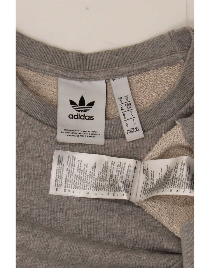 Adidas Mens Sweatshirt Jumper Petit Gris Coton