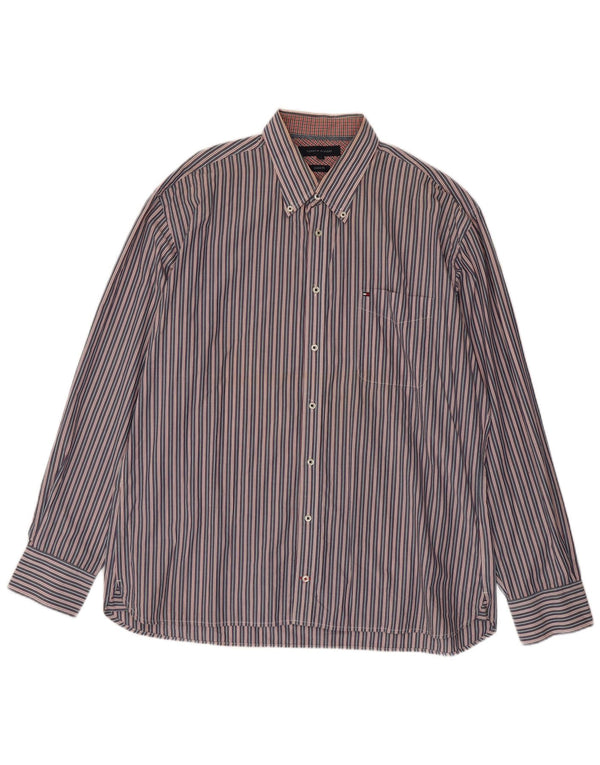 Tommy Hilfiger Chemise sur mesure pour homme 2XL en coton rayé bleu