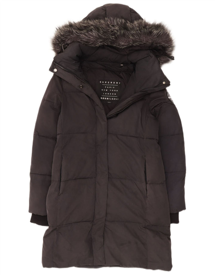 Superdry Manteau matelassé surdimensionné à capuche pour femme UK 10 Small Gris Polyester