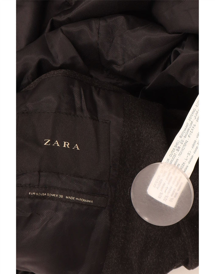 Zara Manteau Homme UK 36 Petit Gris Polyester