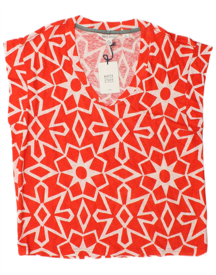 Blouse White Stuff Femme UK 12 Lin Géométrique Rouge Moyen