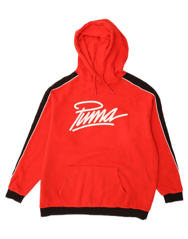 PUMA Pull à capuche graphique surdimensionné pour femme UK 14 Large Rouge Colorblock