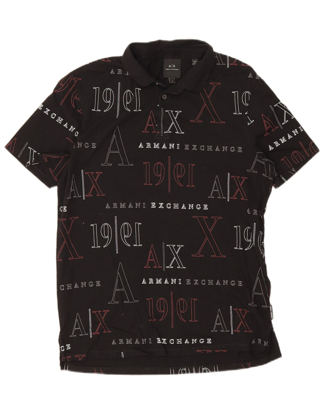 Armani Exchange Polo Graphique Homme Petit Coton Noir
