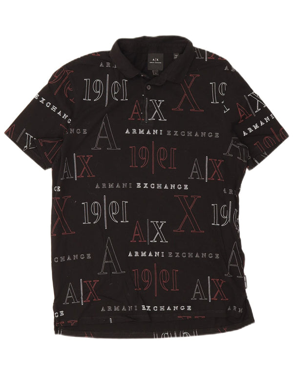 Armani Exchange Polo Graphique Homme Petit Coton Noir