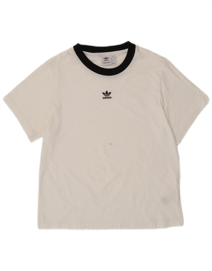 ADIDAS T-shirt surdimensionné pour femme UK 8 Petit coton blanc
