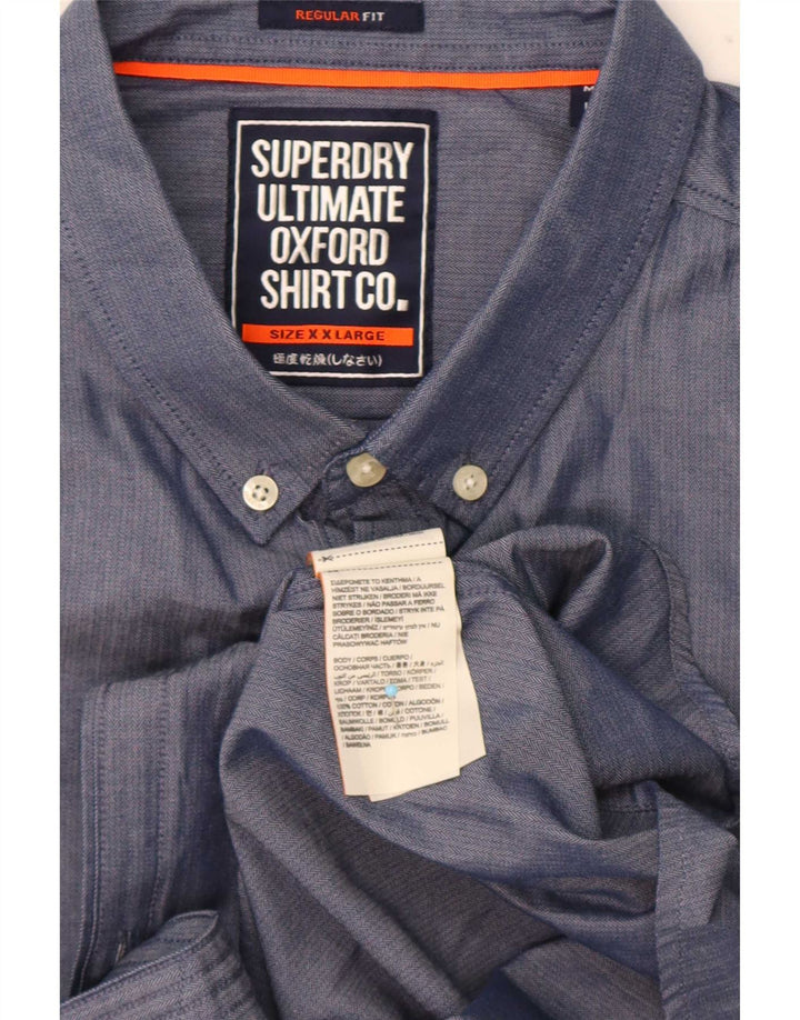 Superdry Chemise à manches courtes coupe régulière pour homme 2XL Bleu Coton