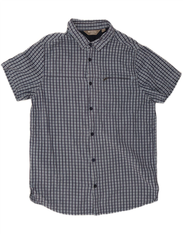 Mountain Warehouse Chemise à manches courtes pour homme en coton à carreaux bleu marine