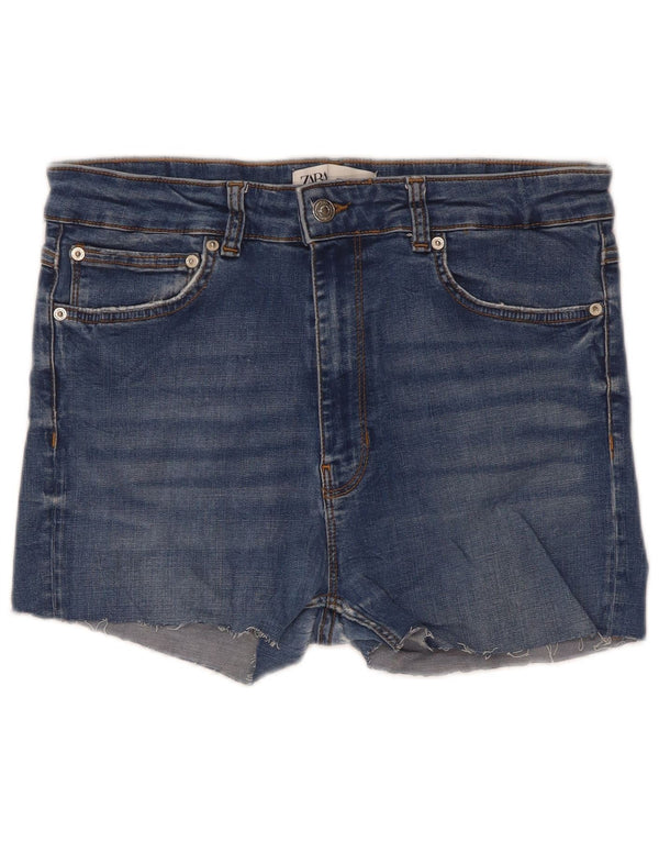 Zara Short en jean skinny taille haute pour femme EU 44 XL W34 Bleu