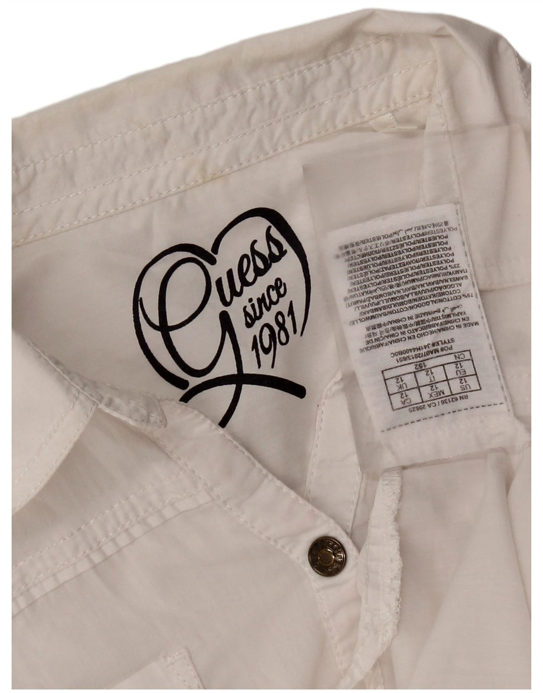 Guess Chemise Fille 11-12 ans Blanc Coton
