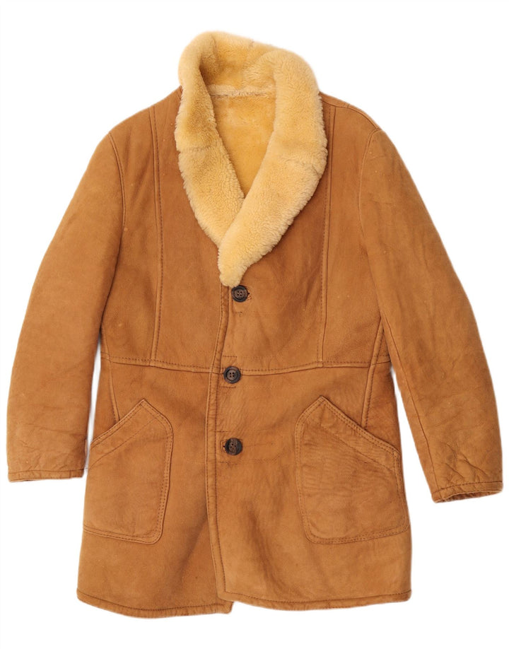 veste en peau de mouton vintage pour hommes IT 50 Large Brown