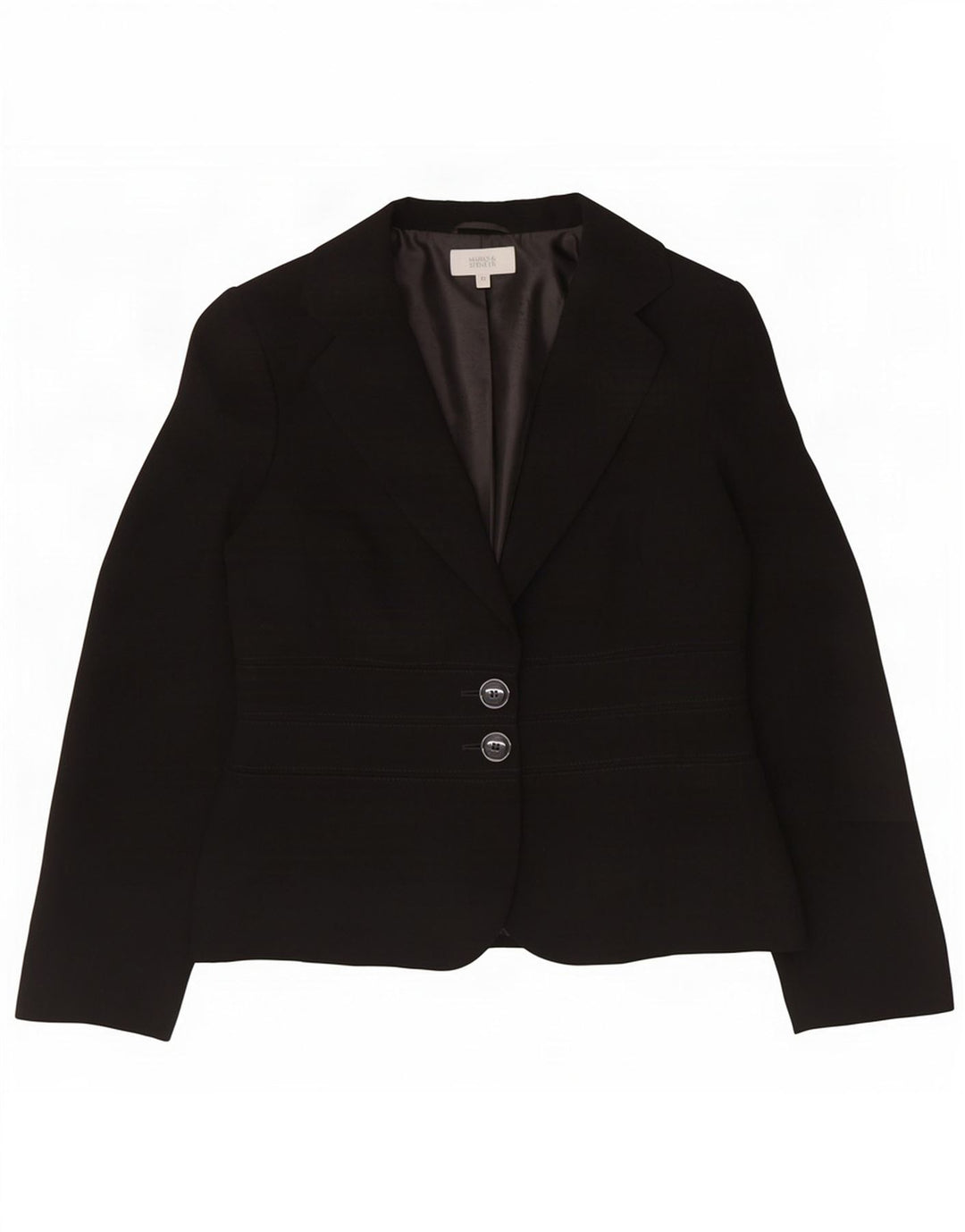 Marks & Spencer Veste blazer à 2 boutons pour femme UK 12 Noir moyen Polyester