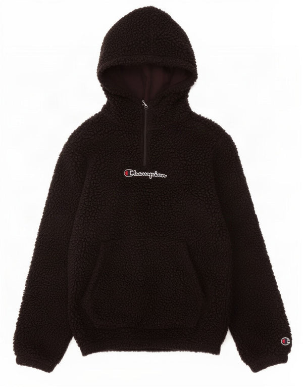Champion Pull polaire à capuche et col zippé pour garçon 13-14 ans XL Noir Polyester