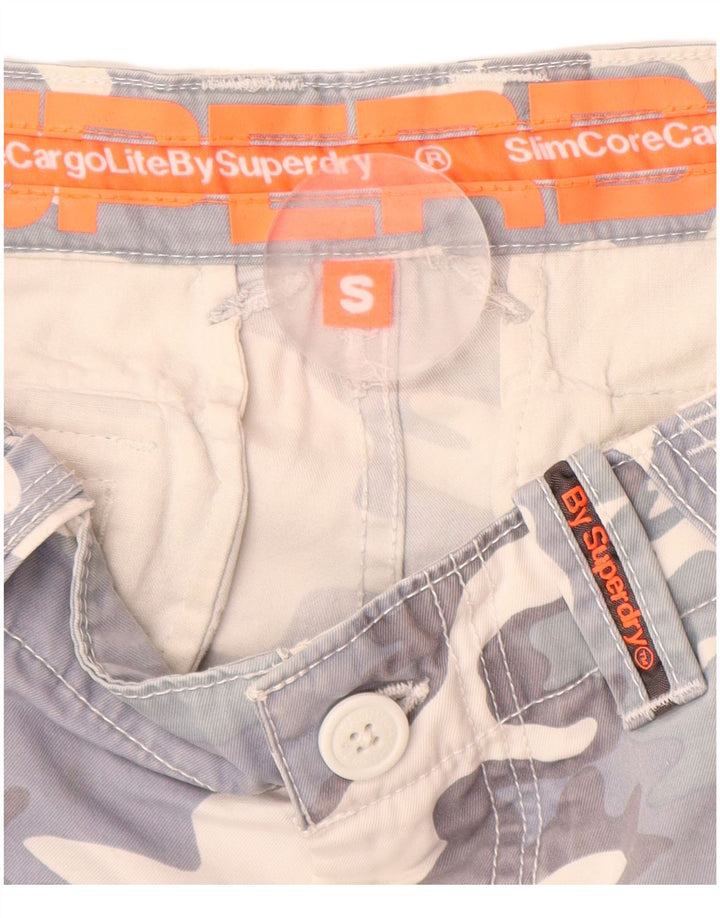 SUPERDRY Short Cargo Homme Petit W32 Gris Camouflage Coton