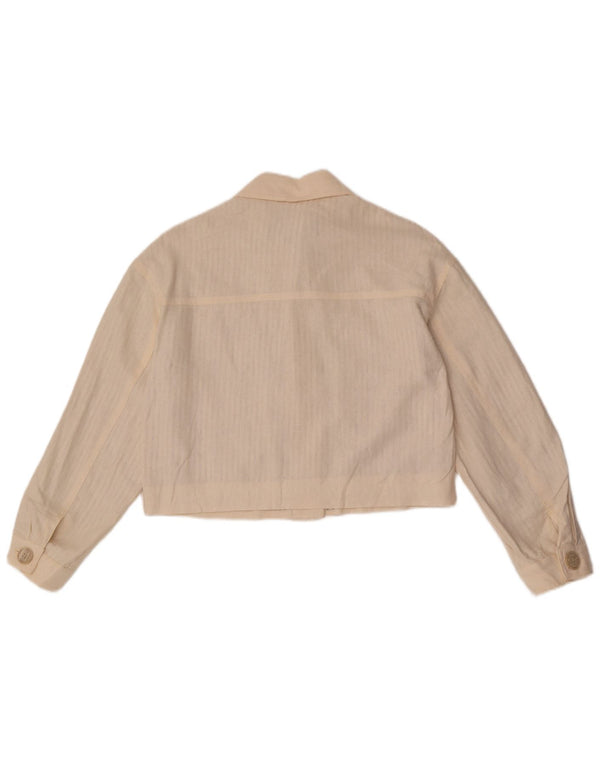 Zara Womens Crop Oversize Bomber Veste UK 6 XS Blanc Cassé