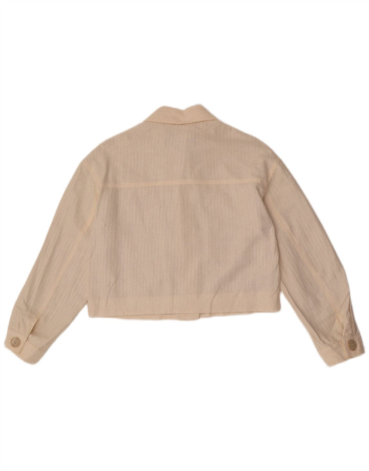 Zara Womens Crop Oversize Bomber Veste UK 6 XS Blanc Cassé