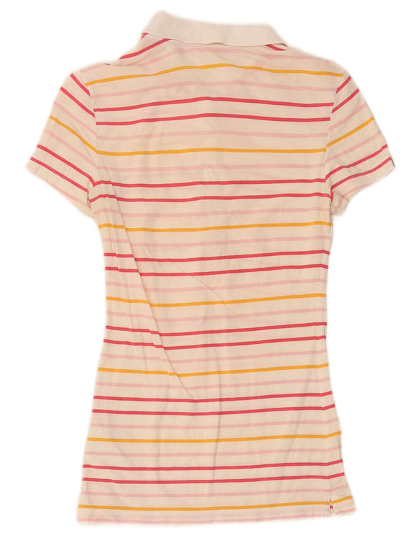 Polo Nike Femme UK 4/6 XS Blanc Rayé Coton