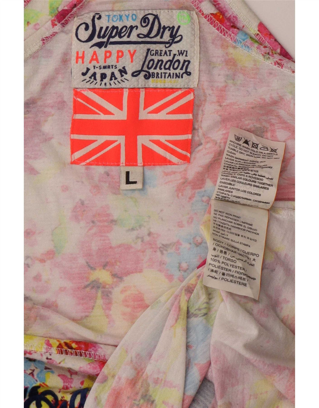 Superdry Débardeur Graphique Femme UK 16 Grand Polyester Floral Multicolore
