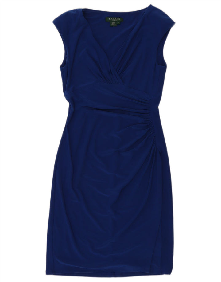 Ralph Lauren Robe fourreau sans manches pour femme US 4 Petit Bleu Polyester