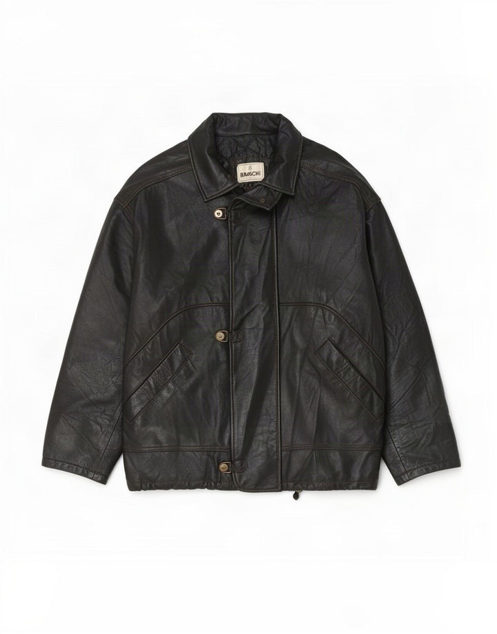 Braschi Veste en cuir coupe ample pour homme UK 38 Marron moyen