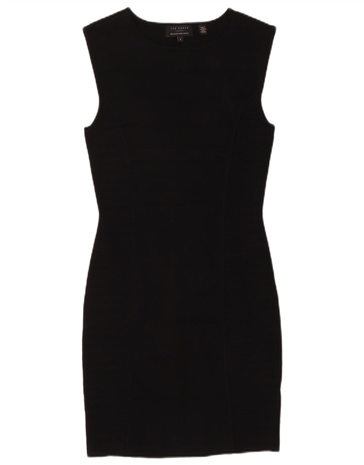 Ted Baker Robe fourreau sans manches pour femme Taille 2 Petite Viscose noire
