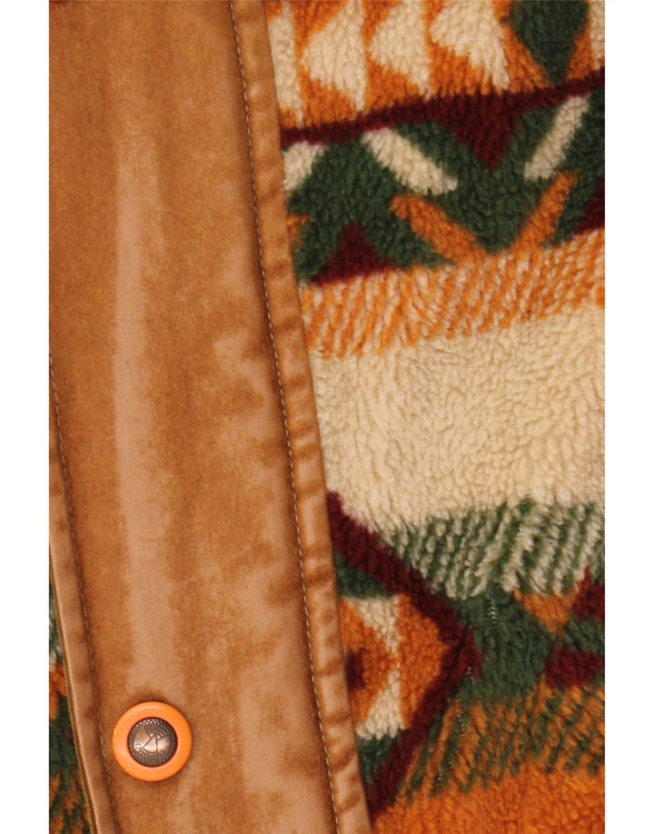 WAMPUM Veste polaire pour homme UK 40 Large Marron Géométrique