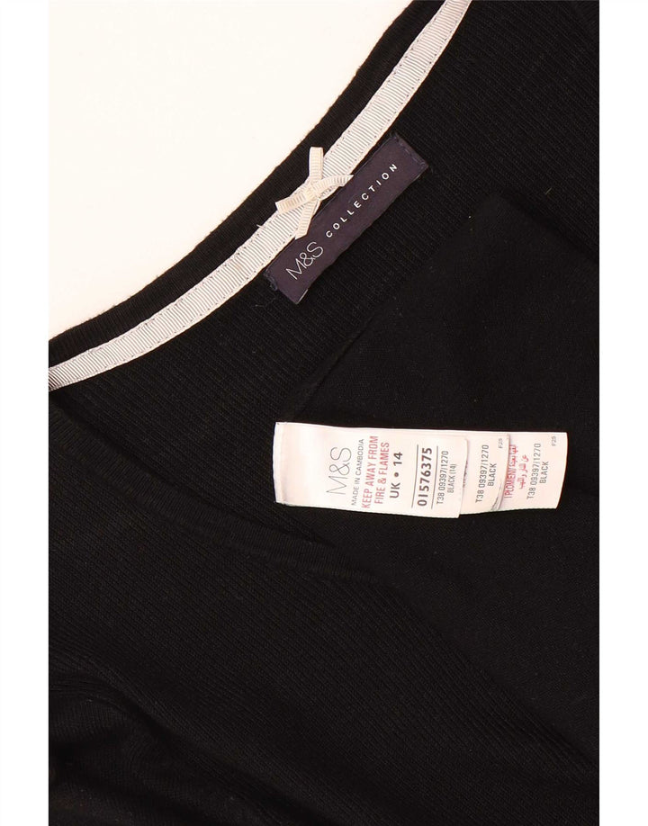 Marks & Spencer Tunique à manches 3/4 pour femme UK 14 Medium Noir Viscose