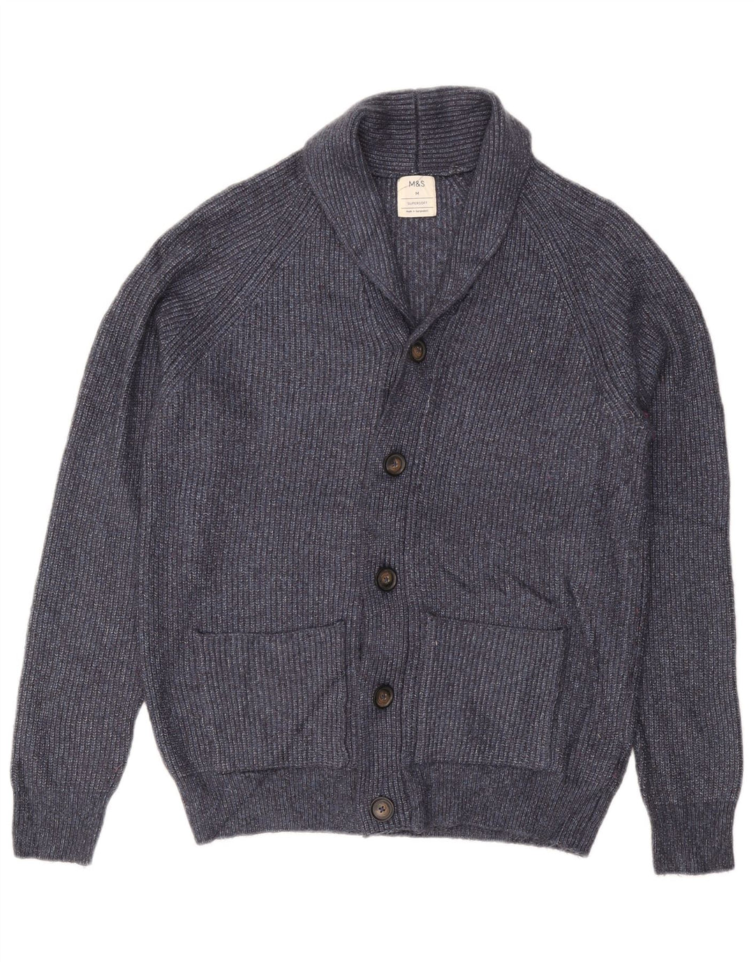 Marks & Spencer Cardigan Pull Homme Bleu Marine Moyen Polyamide