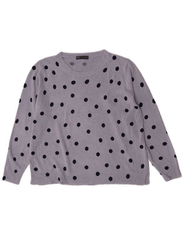 Marks & Spencer Pull col bateau pour femme UK 22 3XL Bleu à pois