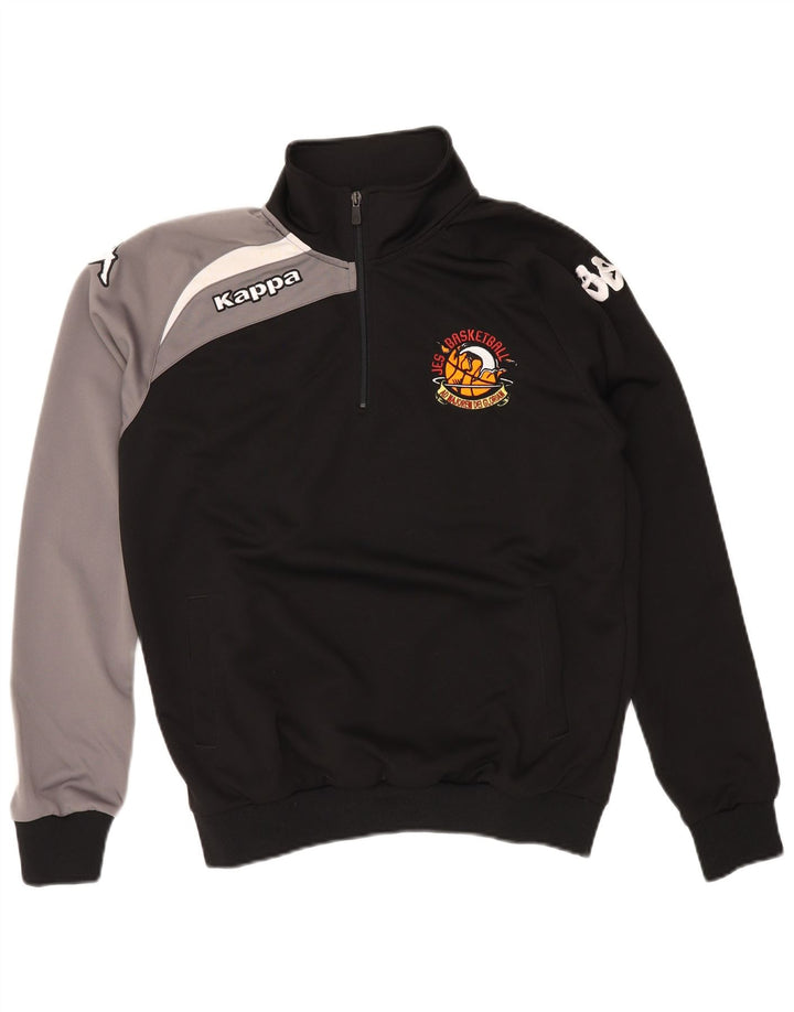 KAPPA Sweat-shirt graphique à col zippé pour hommes, petit color block noir