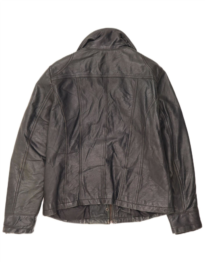 Veste en cuir femme vintage IT 44 Cuir noir moyen
