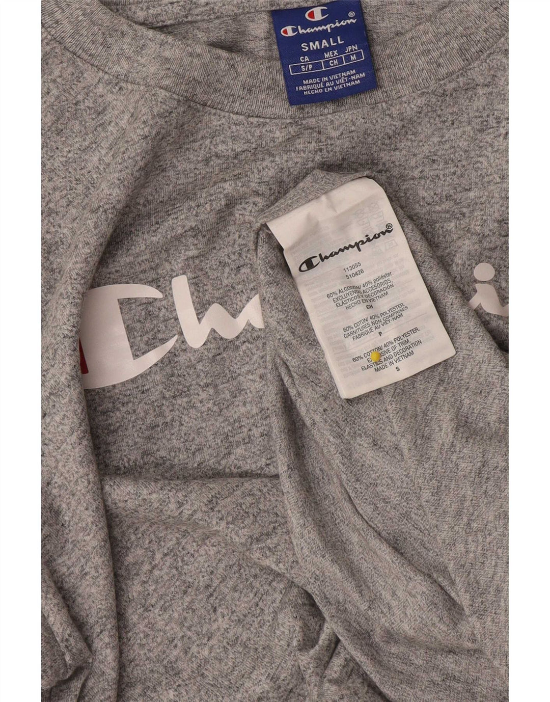 Champion Haut graphique à manches longues pour homme en coton moucheté gris petit