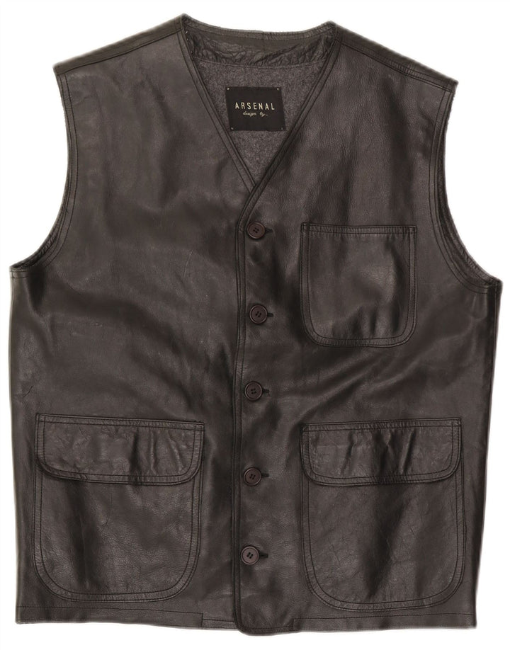 Arsenal Gilet en cuir pour homme UK 38 Medium Noir