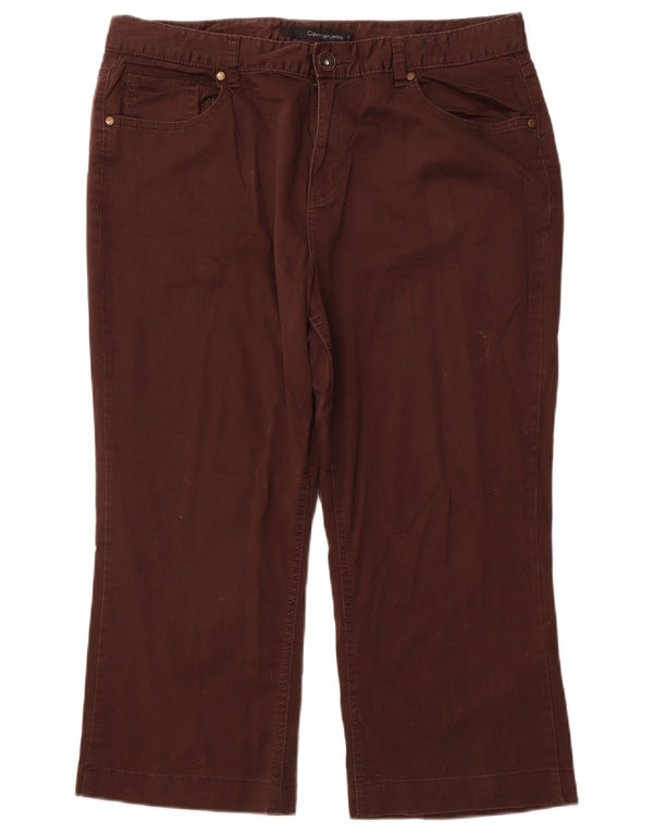 CALVIN KLEIN Pantalon Capri Droit Femme US 16 2XL W36 L22 Coton Marron