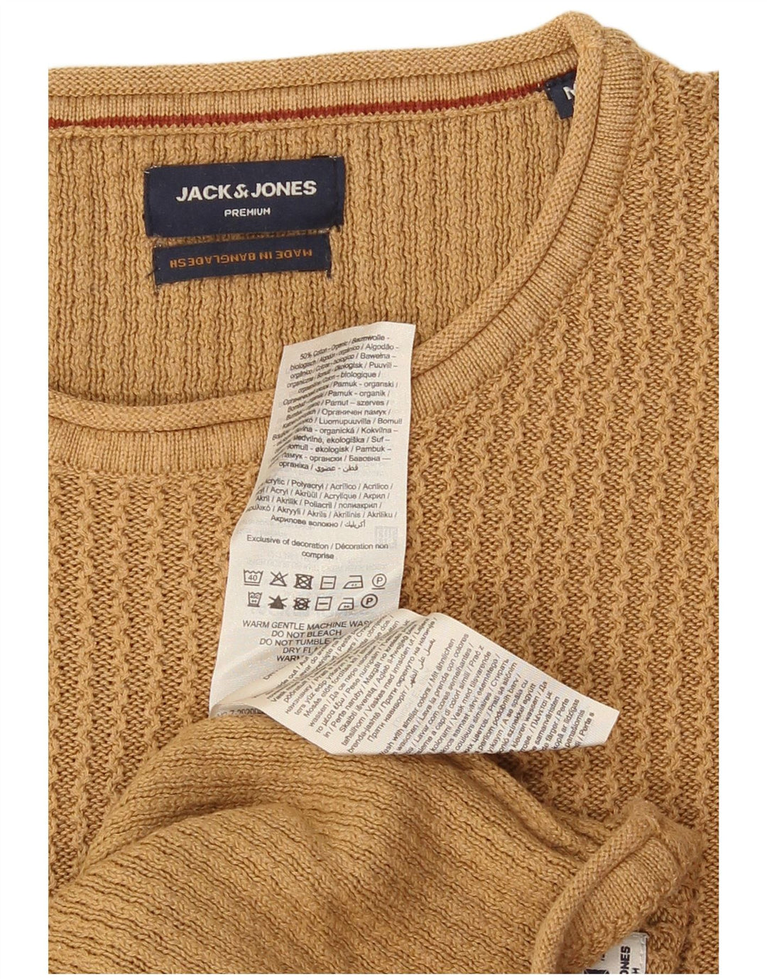 Jack & Jones Pull Col Rond Homme Beige Moyen Coton