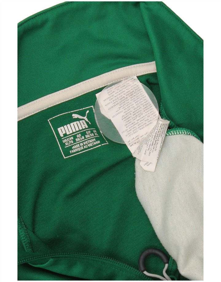 Puma Haut de survêtement à col zippé pour homme XL Vert Colorblock Polyester