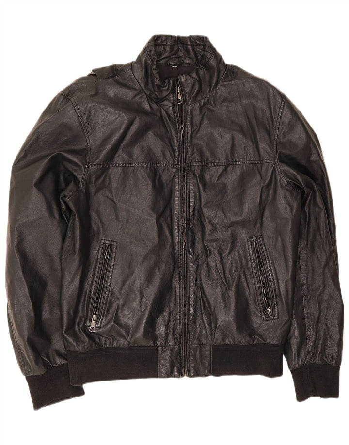 veste en cuir homme vintage IT 54 2XL Noir