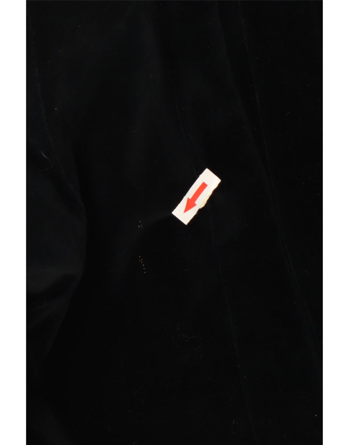 vintage Femme Velours Bomber Veste UK 12 Moyen Noir