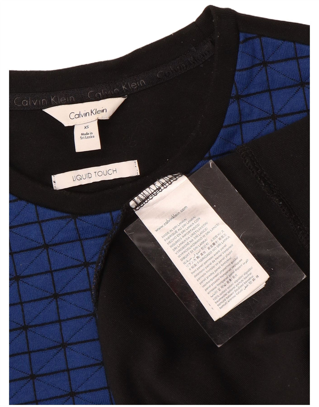 CALVIN KLEIN Sweatshirt Jumper XS Bleu Géométrique Coton Homme