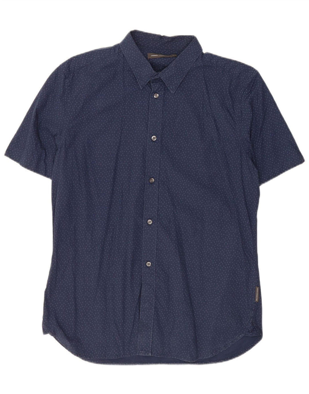 French Connection Chemise à Manches Courtes Homme Large Bleu Marine Moucheté Coton