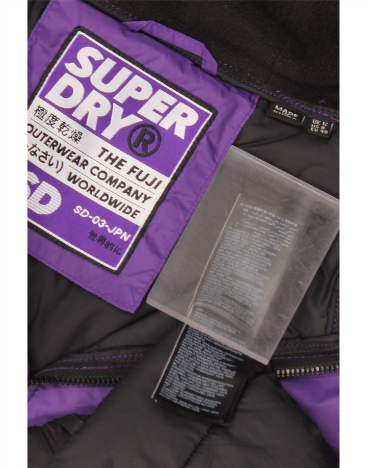 SUPERDRY Veste matelassée à capuche pour femme UK 12 Nylon violet moyen