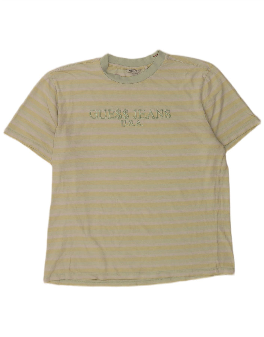 Guess T-shirt graphique pour hommes, grand, rayé jaune