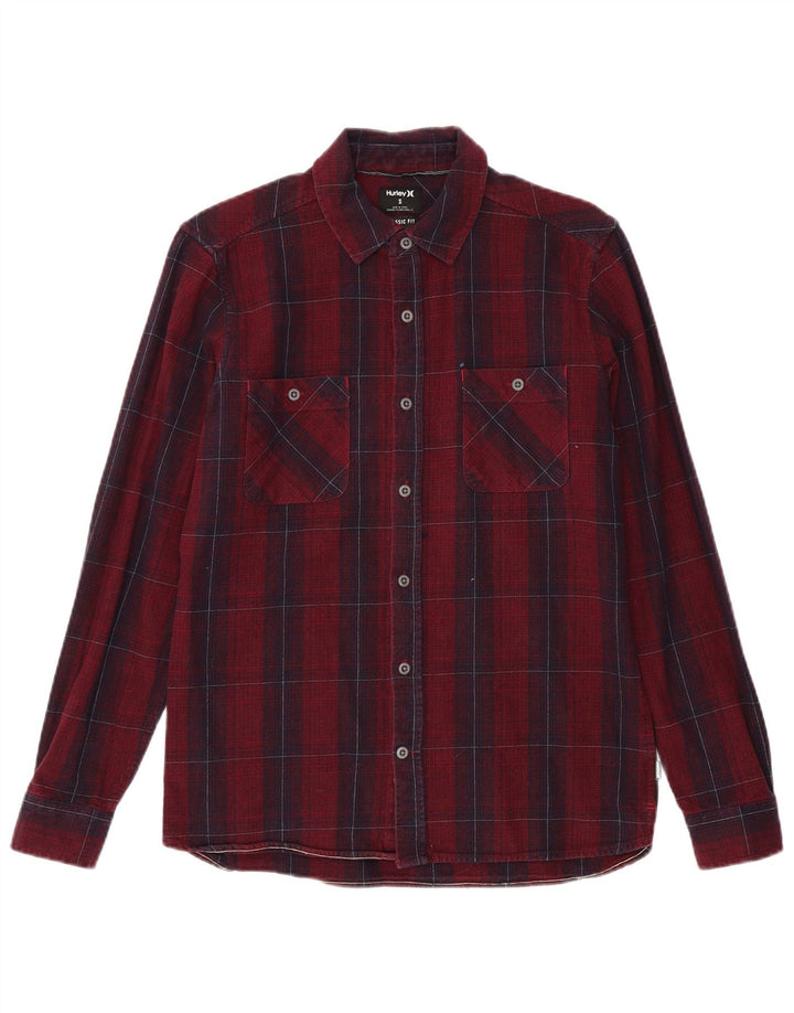 Hurley Chemise en flanelle coupe classique pour homme en coton à petits carreaux marron