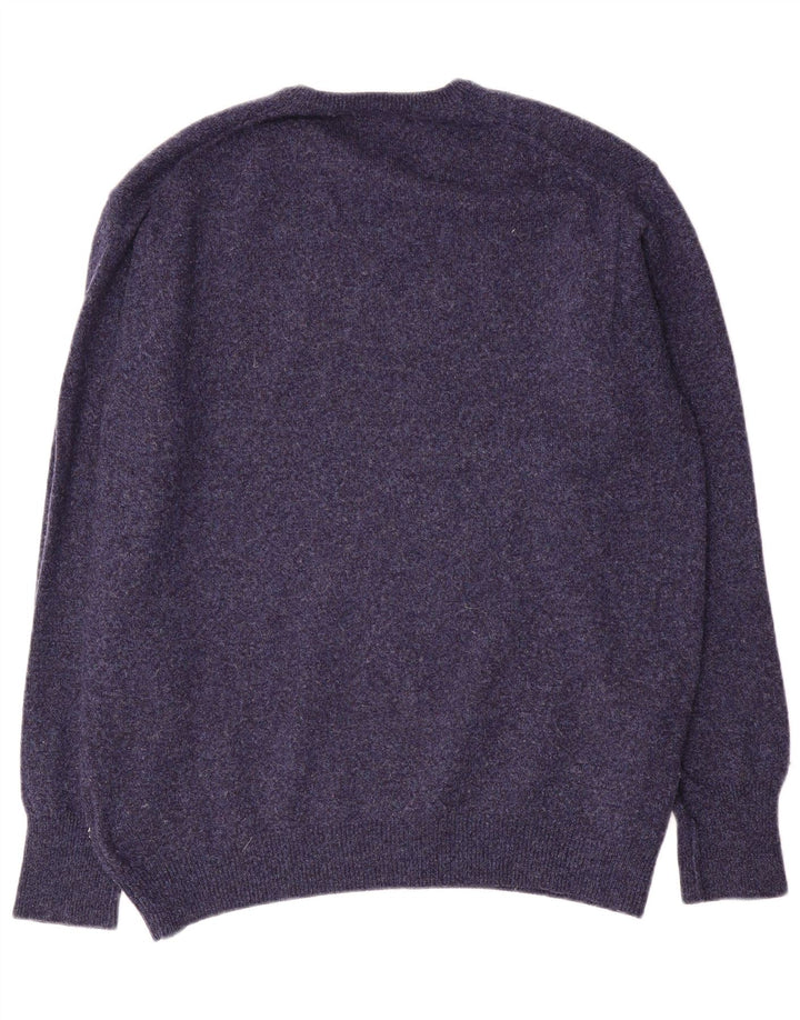 Marks & Spencer Pull col V pour homme en laine mouchetée bleu marine moyen
