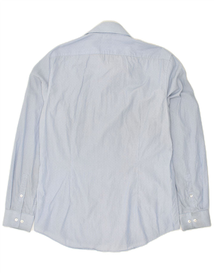 CALVIN KLEIN Mens Fitted Shirt Size 39 15 1/2 Medium Blue Spotted Cotton Vintage Calvin Klein and Second-Hand Calvin Klein from Messina Hembry 