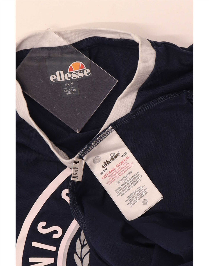 Ellesse Homme Regular Graphic T-Shirt Top Petit Bleu Marine Coton