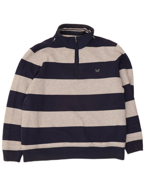 Crew Clothing Sweat-shirt à col zippé pour homme 2XL en coton rayé bleu marine